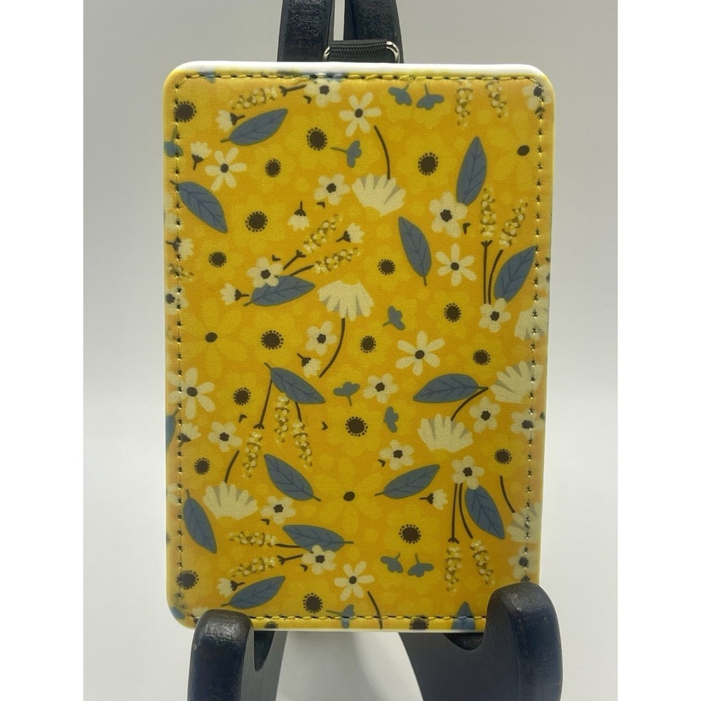 Nurse Doctor Teacher ID Card Holder with Lanyard Hook Yellow Floral